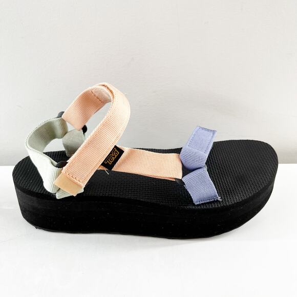 Teva Shoes - Teva Flatform Universal Platform Sandal Sage Peach Light Blue Color Block 8
